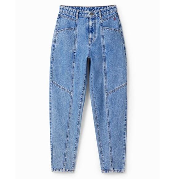 Desigual. Seamed Mom Jeans with Embroidered Heart Size 40 (8 US) - Picture 3 of 6